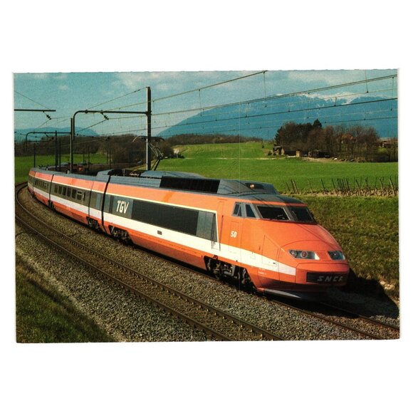 High Speed Train TGV Paris Lyon SNCF Vintage Postcard 1982 Minirex Switzerland - Picture 1 of 2